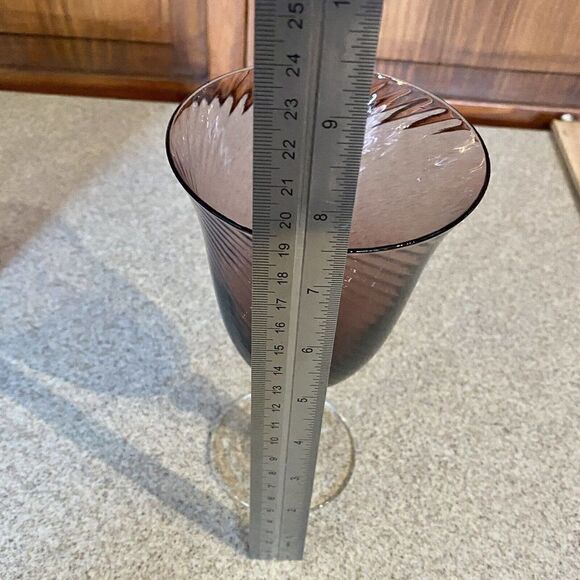 Mikasa Wine Water Goblets Amethyst Purple Swirl Glass Set of 3 - Picture 6 of 8